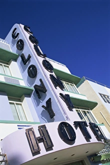 South Beach Prints: Low angle view of the neon sign of the Colony Hotel
