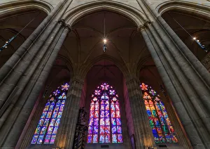 Bohemia Prints: Low angle view of stained glass windows at St