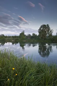 River Cher Prints: Low light and reflections across the River Cher near Villefranche-sur-Cher
