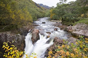 Time Exposure Prints: Lower falls on the Water of Nevis in autumn, Glen Nevis, near Fort William