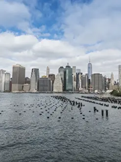East River Prints: Lower Manhattan financial district skyline and East River