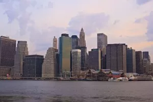 Lower Manhattan skyline at dawn, New York City, New York, United States of America