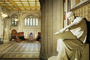Common Prints: Lower waiting hall with statue of the architect Barry, House of Commons