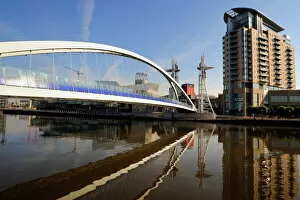 The Lowry Bridge over the Manchester Ship Canal, Salford Quays, Greater Manchester