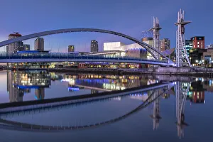 Light Beam Prints: The Lowry Footbridge and Lowry Centre at night
