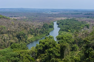 Angola Prints: Lucala River flowing out from the Kalandula Falls, Malanje province, Angola, Africa