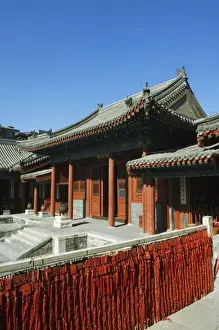 Lucky China Knots symbolising happiness decorate Taoist Donyue temple, Chaoyang district