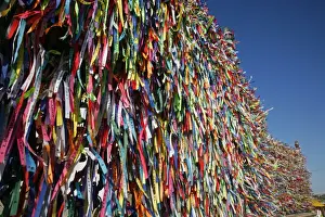 Multi Coloured Prints: Lucky ribbons tied around at Igreja Nosso Senhor do Bonfim church