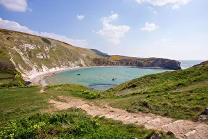 Walk Way Prints: Lulworth Cove, Dorset, England, United Kingdom, Europe