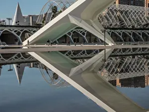 Aesthetic Prints: L'Umbracle garden with reflections, City of Arts and Sciences, Valencia, Spain, Europe