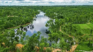 Economy Prints: Lush green fields and a winding river in Sreemangal region of Bangladesh showcase the beauty of tea cultivation