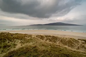 Luskentyre Beach, West Harris, with Taransay in far distance, Outer Hebrides, Scotland