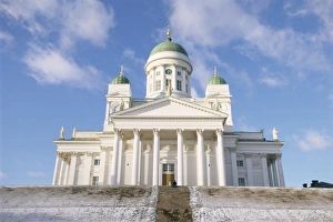 Lutheran Christian cathedral in winter snow, Helsinki, Finland, Scandinavia, Europe