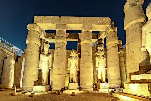 Luxor Prints: Luxor Temple columns and statues, Luxor, Nile Valley, Upper Egypt