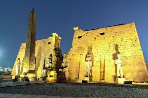 Luxor Prints: Luxor Temple at dusk, Nile Valley, Upper Egypt