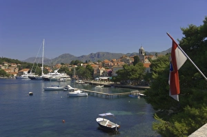 Croatian Prints: Luxury yachts moored at Cavtat, Dalmatia, Croatia, Europe