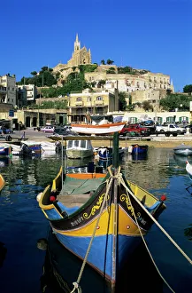 Rope Prints: Luzzu fishing boat, Mgarr harbour, Gozo, Malta, Mediterranean, Europe