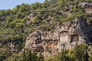 Ancient Culture Prints: Lycian tombs, Dalyan, Mugla Province, Anatolia, Turkey, Asia Minor, Eurasia