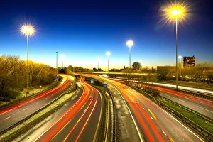 M8 motorway trail lights, Glasgow, Scotland, United Kingdom, Europe
