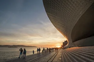 Pedestrians Prints: The MAAT at sunset (Museum of Art Architecture and Technology)