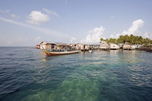 Stilt Houses Prints: Mabul Island Dive Centre, Sabah, Borneo, Malaysia, Southeast Asia, Asia