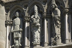 Trondheim Prints: Macabre three figure detail from the front of Nidarosdomen Og Cathedral