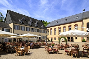 Pavement Cafe Prints: Machern Monastery near Zeltingen, Moselle Valley, Rhineland-Palatinate, Germany, Europe