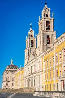 Mafra Prints: Mafra Palace entrance with iconic towers and bells, Mafra, Portugal, Europe