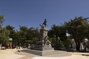 Punta Arenas Prints: Magellan statue in main square, Punta Arenas, Patagonia, Chile, South America