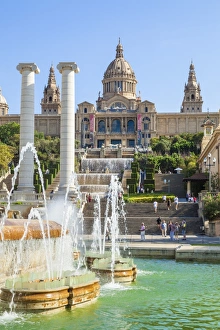 Montjuic Prints: The Magic Fountain of Montjuic below the Palau Nacional, MNAC, National Art Gallery