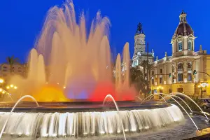 Light Beam Prints: Magic Fountain, Valencia, Comunidad Autonoma de Valencia, Spain, Europe