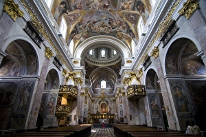 Aisle Prints: Magnificent interior of a church, Ljubljana, Slovenia, Europe