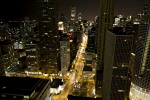 Aerials Prints: Magnificent Mile, Michigan Avenue at night, Chicago, Illinois, United States of America