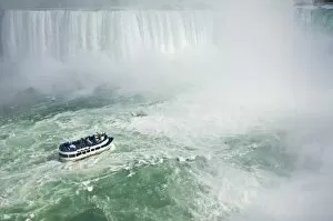 Images Dated 1st October 2008: Maid of the Mist tour excursion boat under the Horseshoe Falls waterfall at Niagara Falls