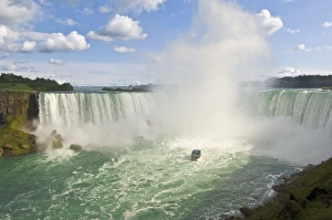 Images Dated 1st October 2008: Maid of the Mist tour excursion boat under the Horseshoe Falls waterfall at Niagara Falls