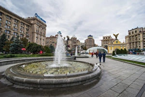 Ukraine Prints: Maidan Nezalezhnosti center of Kiev (Kyiv), Ukraine, Europe