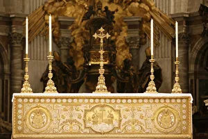 Basilicas Prints: Main altar, St. Peters Basilica, Vatican, Rome, Lazio, Italy, Europe