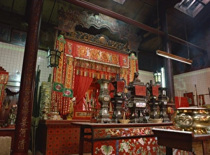 Altars Prints: Main altar of Taoist Chinese temple, Tsien Sze Yah, the oldest temple in Kuala Lumpur
