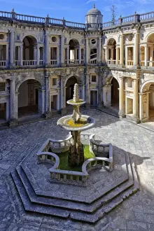 Water Feature Prints: Main cloister and fountain, Castle and Convent of the Order of Christ (Convento do Cristo
