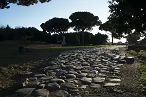 High Street Prints: Main Decumano in the high street, Ancient Ostia (Ostia Antica), Rome, Lazio, Italy