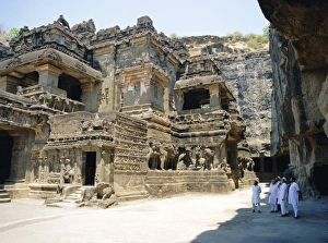 Ramayana Prints: Main hall (Mandapa) from SW with entrance and Ramayana frieze