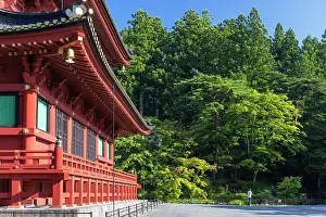Rituals Prints: Main hall of Rinnoji Temple in Nikko Tochigi Japan surrounded by trees and clear sky during daytime