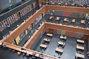 The main reading room at The National Library, Beijing, China, Asia