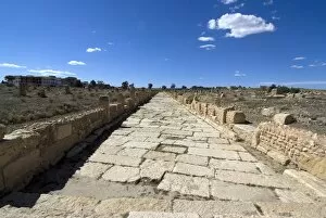 One of the main roads at the Roman ruin of Sbeitla, Tunisia, North Africa, Africa