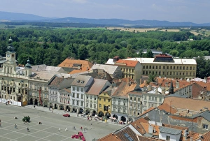 South Bohemia Prints: Main Square from Black Tower, Ceske Budejovice, South Bohemia, Czech Republic, Europe