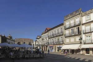 Minho Prints: The main square (Praca da Republica), with street cafes and azulejo clad buildings