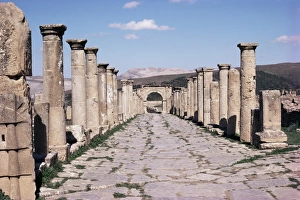 Algerian Prints: Main street and arch from the capitol, Roman site of Djemila, UNESCO World Heritage Site