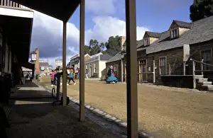 Gold Mining Prints: Main street in historical gold mining village of Sovereign Hill, Ballarat