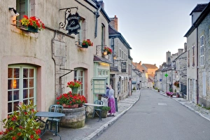 Bourgogne Prints: The main street in the village of Vezelay in the Yonne area of Burgundy, France, Europe