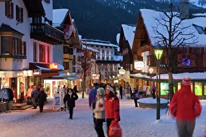 Street Scenes Prints: Main street in winter, St. Anton am Arlberg, Tirol, Austria, Europe